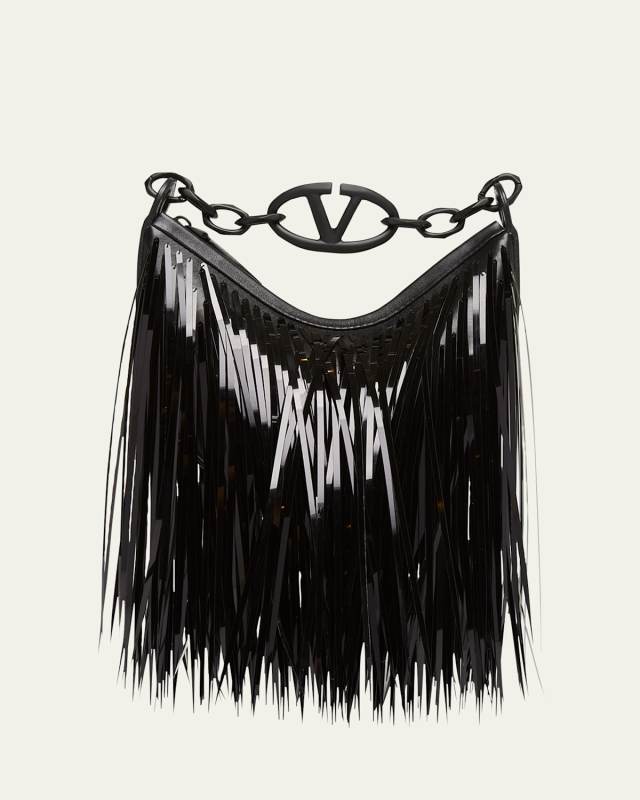 Mini Sequined Fringe Moon Hobo Bag